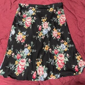 Black Floral Midi Skirt